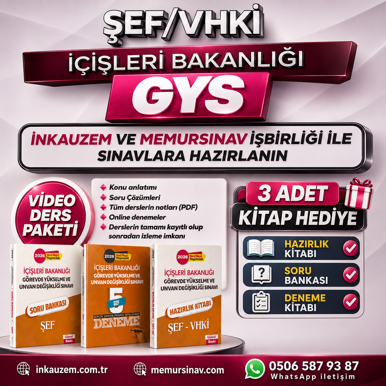 İÇİŞLERİ BAKANLIĞI ŞEF/VHKİ GYS CANLI DERS PAKETİ (3.GRUP)